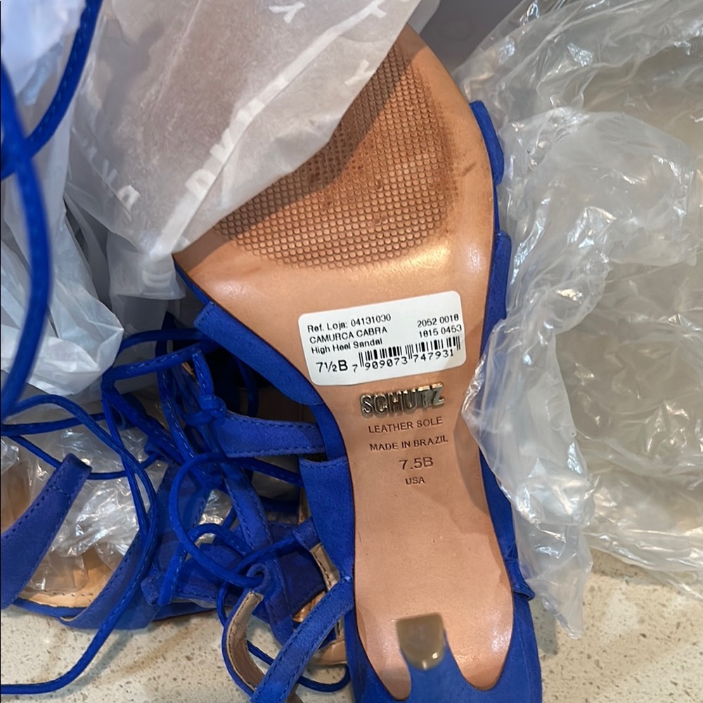 Schultz Cobalt Lace-Up Stiletto Sandals - Picture 4 of 5